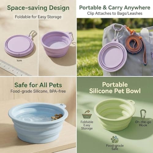 Collapsible Dog Bowls 3 Pack, Silicone Travel Bowls for Camping Hiking Home — view 4