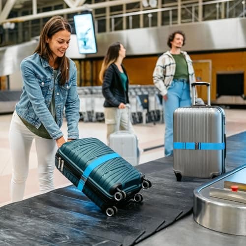 WISYOK Luggage Straps Extended, 4 Pack, 130-250cm Adjustable, SkyBlue — view 6