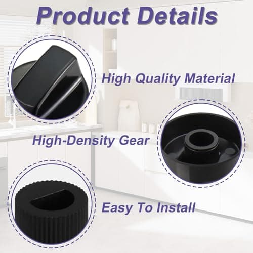 Innovess 4 Pack Universal Cooker Knobs Replacement with 12 Adapters Black Gas Hob Knobs Heat Resistant Oven Control Knobs for Cooker Stove Electric Oven Hob Knobs Replacement Kitchen Appliance — view 3