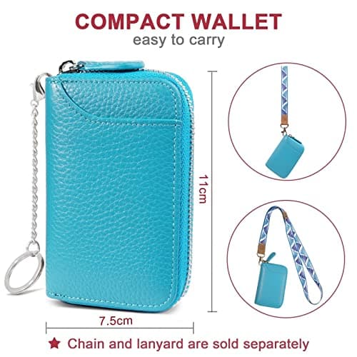 GADIEMKENSD Credit Card Holder RFID Blocking Sleeve Wallet with Zipper Cute Carteras para Mujer Tarjetero De Purse for Travel Mens Business Card Cases Cash Envelopes Wallet for Women's Gift Sky Blue — view 3