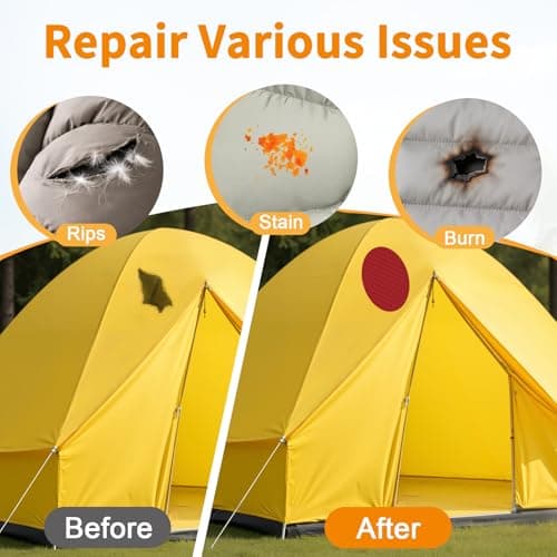 Waterproof Nylon Tent Repair Kit Patches – Outdoor Gear Ripstop Fix Fabric Repair Tape, Self-Adhesive Patches for Clothing, Down Jacket, Puffer Coat, Sleeping Bag, Backpack, 51PCS Dark Red — view 2