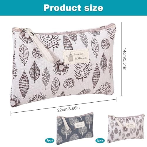 Canvas Cosmetic Bags, 2PCS Small Make Up Bag, Printed Makeup Bag — view 2