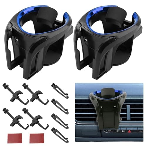 2PCS Car Cup Holder Mount, 2-in-1 Air Vent Drink Phone Holder Stand (Blue)