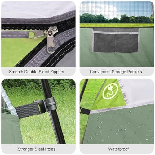 CAMPROS CP Large Family Tent for 6 People, Spacious Waterproof Camping Tent with 182 cm Standing Height, Easy Setup Dome Tent with Separate Living Space & Mesh Ventilation for Family Camping Holiday — view 4