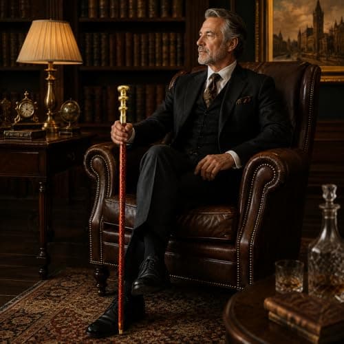 Wooden Walking Stick with Classic Brass Handle - Antique Folding Walking Stick for Men and Women - Victorian Style - Engraved Wooden Walking Stick — view 5
