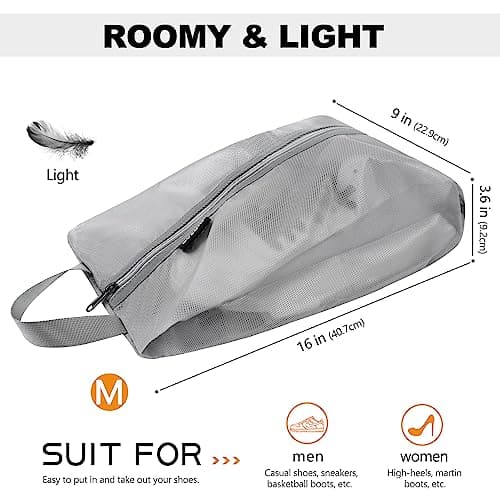 Prezon Travel Shoe Bags, Water Resistant TPU Mesh, Sturdy YKK Zipper, Shoes Storage Bag, Shoes Packing Organizer, Unisex Shoe Pouch for Travel or Home Storage — view 2