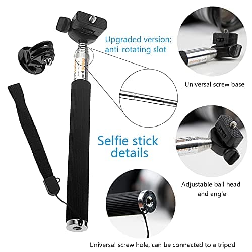 TEKCAM 4 in 1 Action Camera Accessories for GoPro Hero 13/12/11/10/9, Akaso EK7000/Pro, DJI Osmo Action 5 Pro/4, WOLFANG Action Cam, Head Strap Chest Harness Mount Floating Hand Grip Monopod — view 5