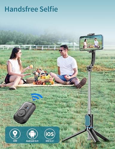 Selfie Stick for iPhone, 41'' Extendable Selfie Stick Tripod for Smartphone with Detachable Phone Holder & Wireless Remote Phone Tripod Compatible with iPhone, Samsung, Smartphone, GoPro — view 2