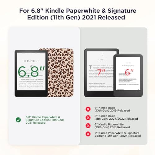 Litvana Detachable Magnetic Case for 6.8" Kindle Paperwhite (11th Generation-2021) and Kindle Paperwhite Signature Edition, Slim PU Shell Cover Case with Auto Wake/Sleep, Leopard — view 2