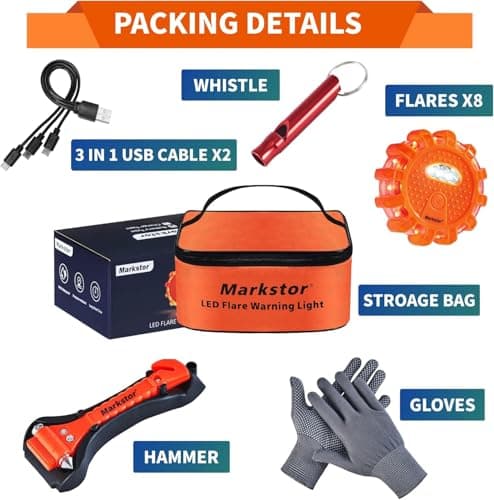 Markstor 8 Pack LEDRoad Flares, Emergency Safety Kit — view 2