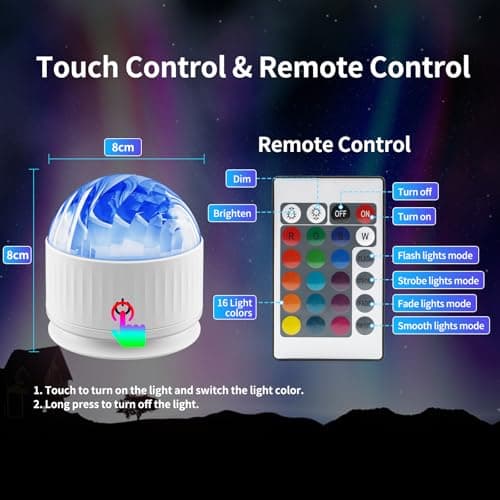 Fokky Rechargeable Aurora Projector Lamp, Northern Lights Projector with 16 Colors, 7 Brightness Sensory Lights with Remote Control, Portable Galaxy Night Light for Bedroom Decor, Kids, Adults — view 5