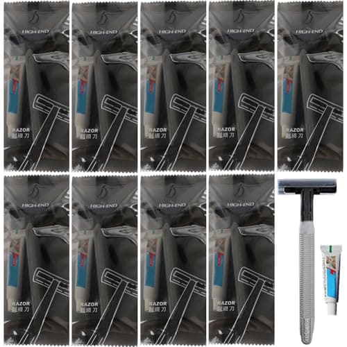10Pack Luxury Individually Wrapped Multipurpose Travel Disposable Razors Set With Shave Cream; Hotel Sensitive Skin Private Body Razor; Portable Shaving Razor Set for Home Hotel Outdoor, Daily Use