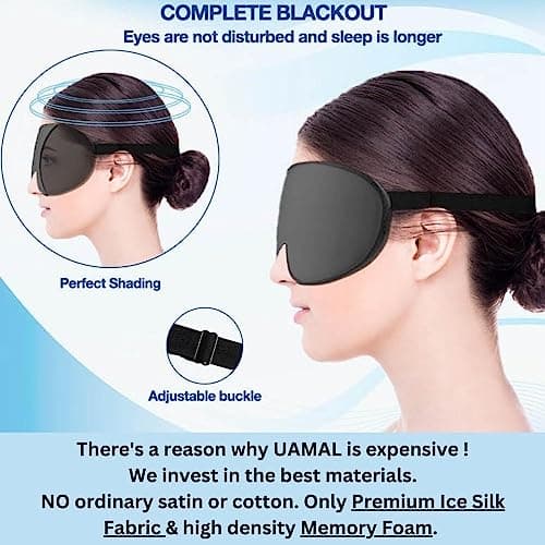 Pack of 2 Sleep Mask, Eye Mask for Sleeping, Eye Mask,100% Blackout Sleep Masks for Women & Men, Zero Pressure Sleeping Mask with Adjustable Strap, Travel Essentials, 3D Sleep Mask — view 2