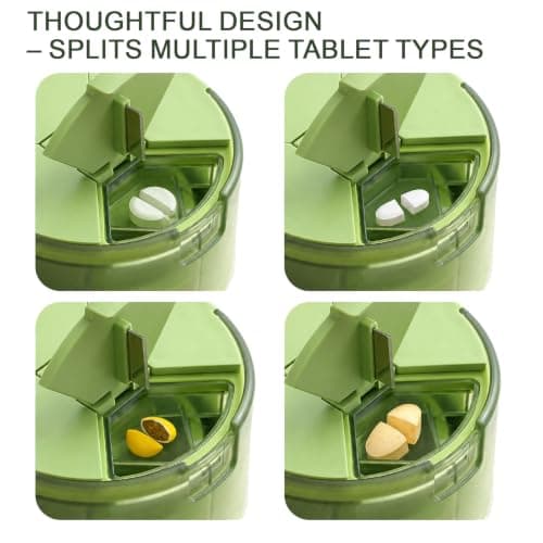 Pill Organiser with Tablet Cutter 4 Compartment Travel Pillbox Silicone Cup — view 4