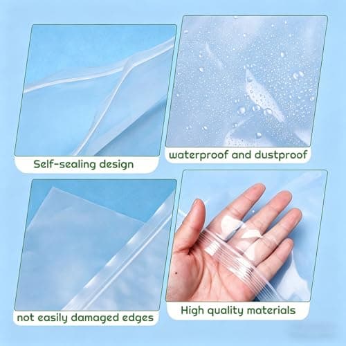 10 Pack Large Ziplock Bags for Clothes 40x50 cm, Clear Waterproof Resealable Plastic Storage Bags, Travel Luggage Organizer with Press Seal for Clothing Blankets Bedding — view 5