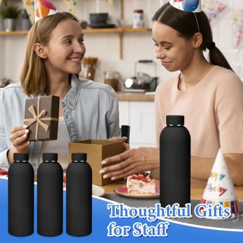 10 Pack Insulated Water Bottles, 17oz Stainless Steel Tumblers Bulk, Black — view 6