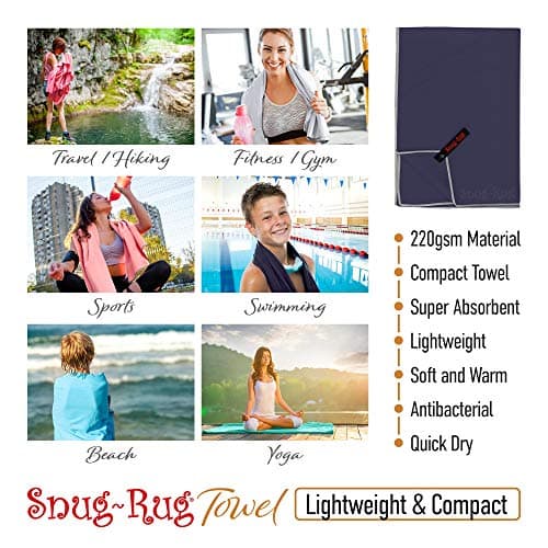 Snug Rug Microfibre Beach Towel Large 80 x 160cm – Super Absorbent Quick Drying Lightweight Sand Proof Beach Towels Eclipse Blue — view 5