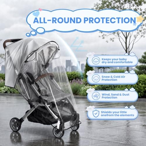 Bemece Universal Rain Cover for Pushchair, Breathable & Transparent — view 5
