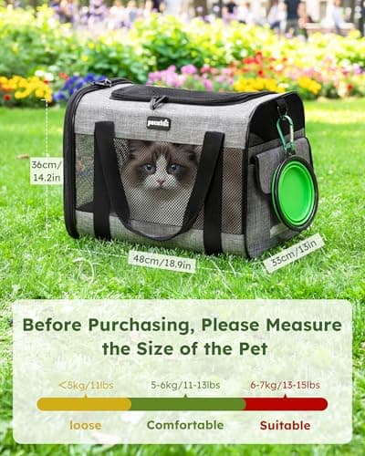 pecute Cat Carrier Large, Breathable Pet Carrier Bag, Dog Carrier XL, Grey — view 2