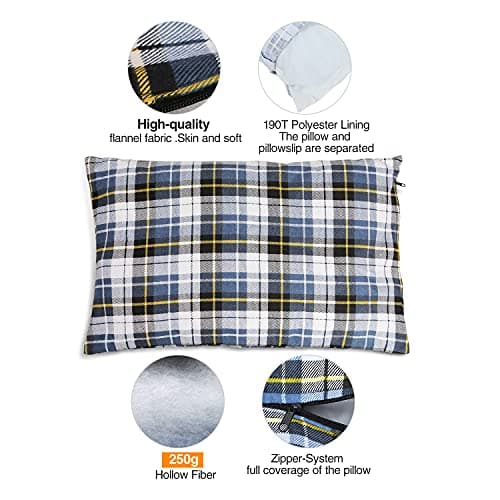 REDCAMP Small Camping Pillow for Adults,Flannel Travel Pillow,Blue — view 2
