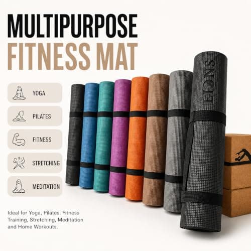 Lions Travel Yoga Mat - Premium Yoga Mats for Women with Carry Strap, 181 x 61 x 0.6 cm, Lightweight Anti-Slip Eco Friendly Workout Mat, Ideal for Exercise Fitness Training Pilates Gym (Red 6mm) — view 6