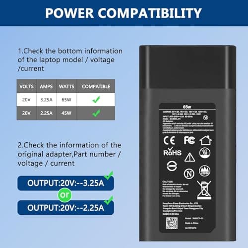 New Slim 65W 45W USB C Laptop Charger Compatible with HP Spectre x360, Spectre, Chromebook, Elitebook x360, Elitebook, Elite x2, Envyx360, ProBook Travel Type C Power Cord — view 5