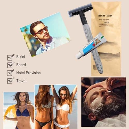 10Pack Luxury Individually Wrapped Eco-Friendly Travel Hotel Disposable Razors Kit With Shave Cream; SPA Sauna Body Razor Set; Multifunction Manual Shaving Razor for Hotel,Travel, Daily Use — view 6