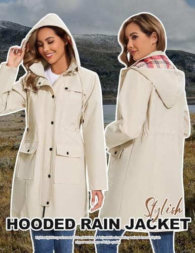 Tuopuda Women's Waterproof Rain Jacket with Detachable Hood for Dog Walking — view 3