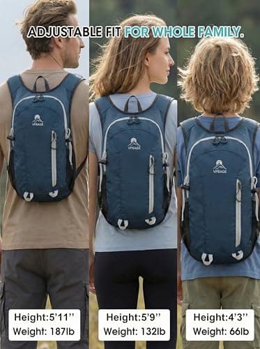 Foldable Small Hiking Backpack with 3 Strap Pockets – Lightweight 300D Spill-proof Daypack for Men Women – Packable Small Travel Backpack with Chest Strap & Trekking Pole Holder – Durable Outdoor Bag — view 6