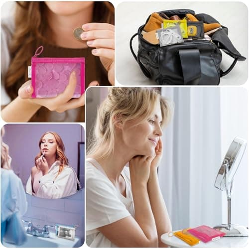 Nylon Makeup Bag Cosmetic Pouches Travel Organizer Case for Purse Diaper Bag Home Organizing Striped Multi Size, Mix 8 Colors, 8 Pack Mini 8 Colors, Fashion — view 3