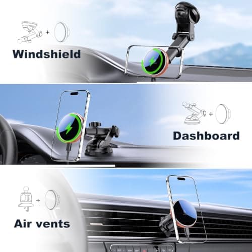 MOKPR for Magsafe Car Mount Charger, 15W Magnetic Wireless Car Charger — view 3