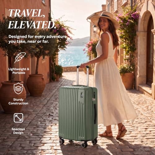 LUGG 24inch Vacay Suitcase ABS Luggage with TSA Indent Lock, Aluminium Trolley Handle, 360° Spinner Wheels, Water-Resistant & Durable Material - Airline Compatible (66.5 x 25.5 x 44cm) — view 2