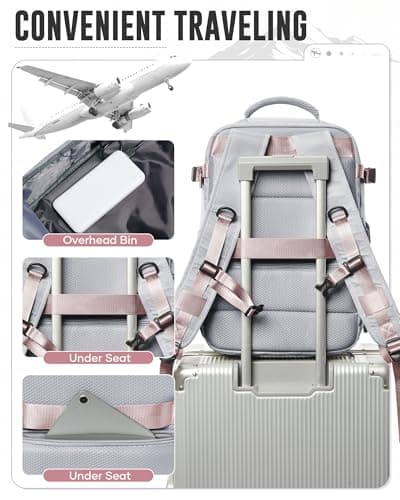 WEPOET Vacuum Backpack Travel with Pump Women, Carry On Ryanair Cabin Bags Flight Approved, Large Capacity Laptop Backpack for Men, Waterproof Travel Bag with Vacuum System(Grey) — view 6