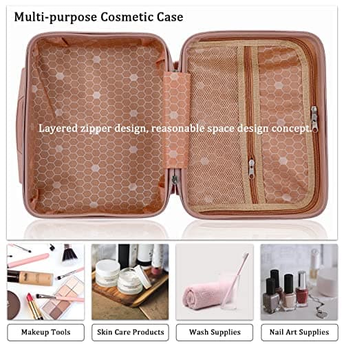 TOLIDA Makeup Travel Case with Elastic Band and Soft Handle, Pink — view 5