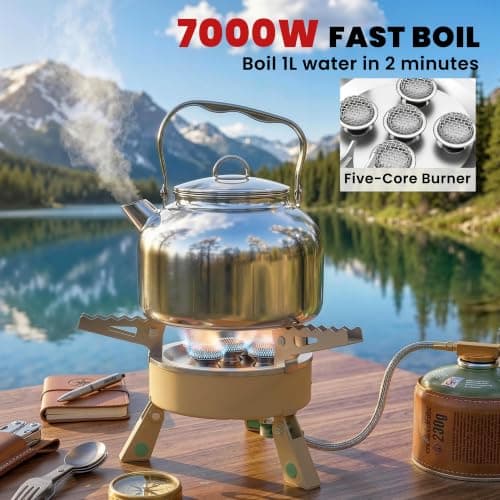 Outsunny 7000W Camping Stove High Power Gas Stove Foldable Carry Bag Khaki — view 4