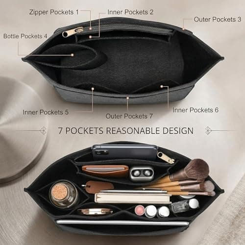 Felt Bag Organiser Suitable for Longchamp Le Pliage (Beige,L) — view 3