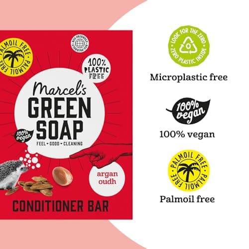 Marcel's Green Soap - Hair Conditioner Bar Argan & Oudh - Eco-Friendly - Zero Plastic Packaging - Palm Oil Free - Vegans - Compact and Long-Lasting - 60 grams — view 3