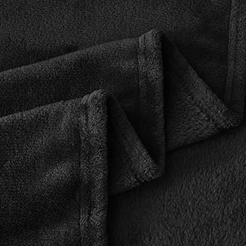 Aisbo Black Throws Blanket for Sofas - Single Fluffy Blanket Bed Throw Fleece, Warm Soft Flannel Blanket for Couch, 130x150cm — view 5