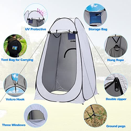 TUKAILAI Pop Up Tent Privacy Shower Changing Room, 120x120x190cm, Grey — view 5