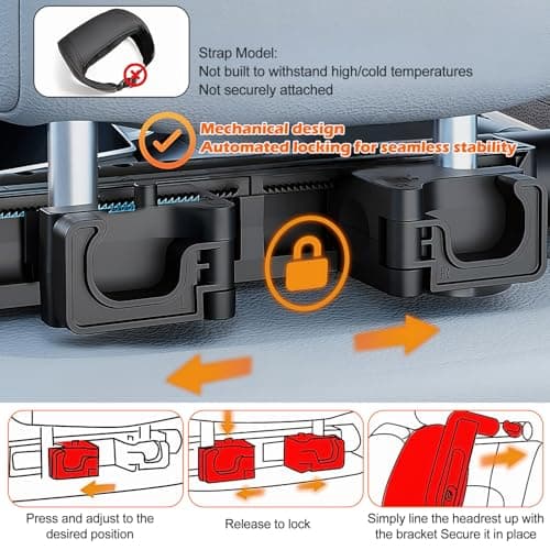 Car Headrest Pillow for Car Seat, Adjustable Rotating Car Sleeping Pillow with Ergonomic Head and Neck Support for Adults and Kids, Detachable Travel Car Pillow for Comfortable Rest (Curry Brown) — view 4
