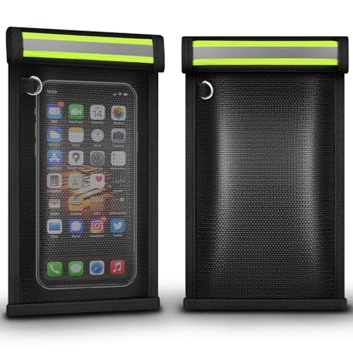 Eongreat Military Grade Faraday Bags for Phones, Fireproof & Waterproof Signal Blocking Pouch for 5G/WiFi/GPS/RFID, Anti-Hacking Go Dark Blocker Bag for Smartphones and Car Keys, 2 Pack (Green)