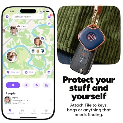 Life360 Tile - Bluetooth Tracker, Keys Finder and Item Locator for Keys, Bags and More. Phone Finder. Both iOS and Android Compatible. 1-Pack (Navy Blaze) — view 3