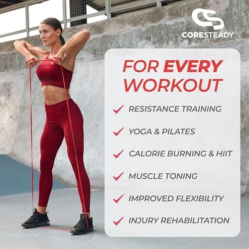 Coresteady Pull Up Bands & Resistance Bands - Rubber Heavy Duty Elastic Loop Band for Men & Women - Build Fit Power & Muscle - Training, Fitness Assist Pull Ups & Gym Exercise - Red, 7-15kg — view 5