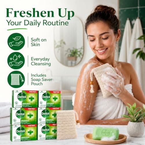Dettol Soap Original Antibacterial Bar - 4 Twin Pack, 8 x 100g Antibacterial Hand & Body Soap Bar – Disinfects and Kills 99.99% of Germs, Ideal for Handwashing and Cleansing — view 4