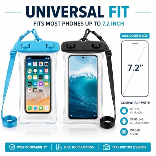 Floating Waterproof Phone Pouch IPX8, Universal Dry Bag Case for iPhone & Android, Beach Swimming Kayaking Phone Protector – Black — view 5