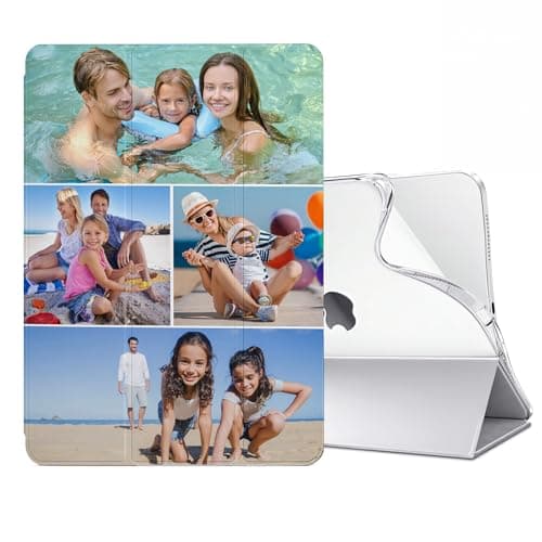 Personalised Case Compatible with All iPad models iPad 10th, 9th Gen,6th Gen, 5th Gen, Mini, Air – Collage Photo Black Silicon Shockproof Cover - Personalize with 4 Images