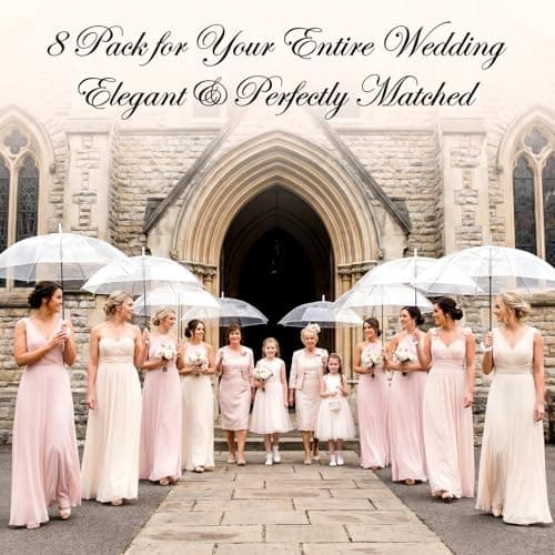 Hestya 8 Pack Clear Umbrellas for Wedding, 37.4 Inch, Clear — view 6