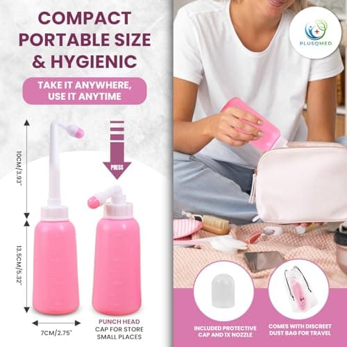 Peri Bottle for Postpartum Care – 350ml Portable Bidet Bottle with 1 Nozzle Stored Inside | Travel Perineal Wash for New Mum Recovery, Feminine Hygiene, and Daily Intimate Care – Pink — view 2