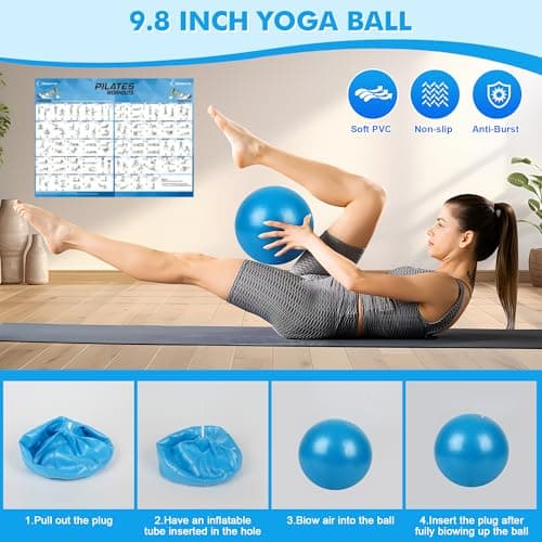 Goocrun Pilates Ring Set Exercise Equipment, with Exercise Resistance Bands Set, Pilates Ball, Sliding Disks. Portable Home Gym - with Fitness Guide Poster (Black) — view 6