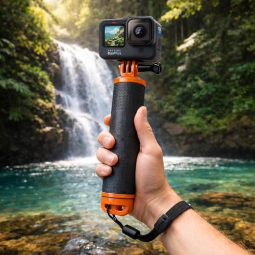 micros2u Waterproof Floating Handle (updated v2) Hand Grip. Compatible with GoPro Hero 13 12 11 10 9 8 7 6 5 4 3, Mini, DJI Osmo, Max, Insta360 + other Action Cameras — view 2